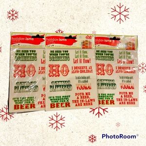 3~holiday-isms reusable static-cling drink marker 16 clings ea